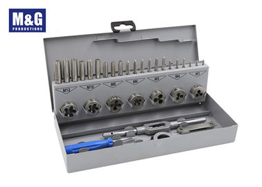 DIN 352 and DIN 223 HSS 32 Pcs Taps and Dies set including M3-M12 taps and Dies with wrench and Thread Gauge and Driver